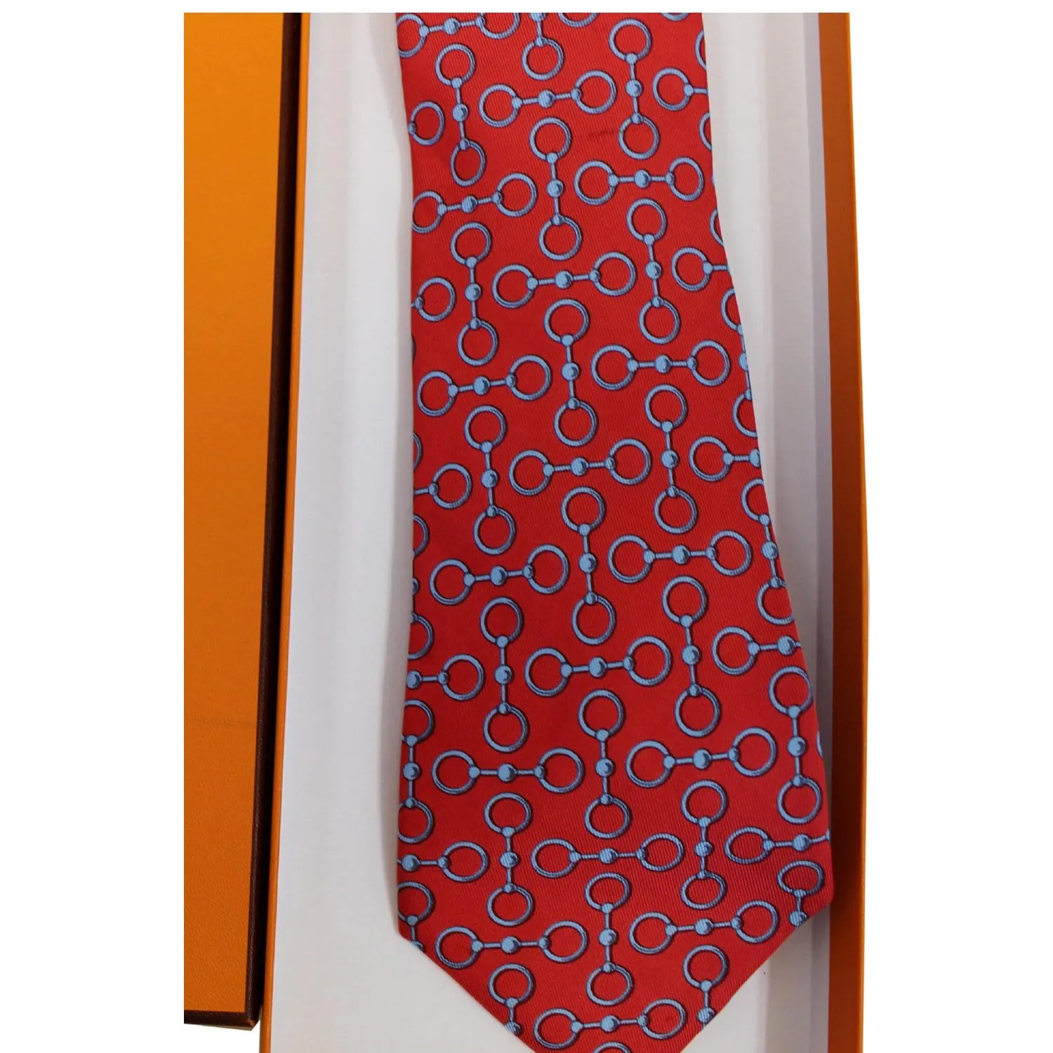 HERMES Men's Silk Neck Tie Red - 15% OFF