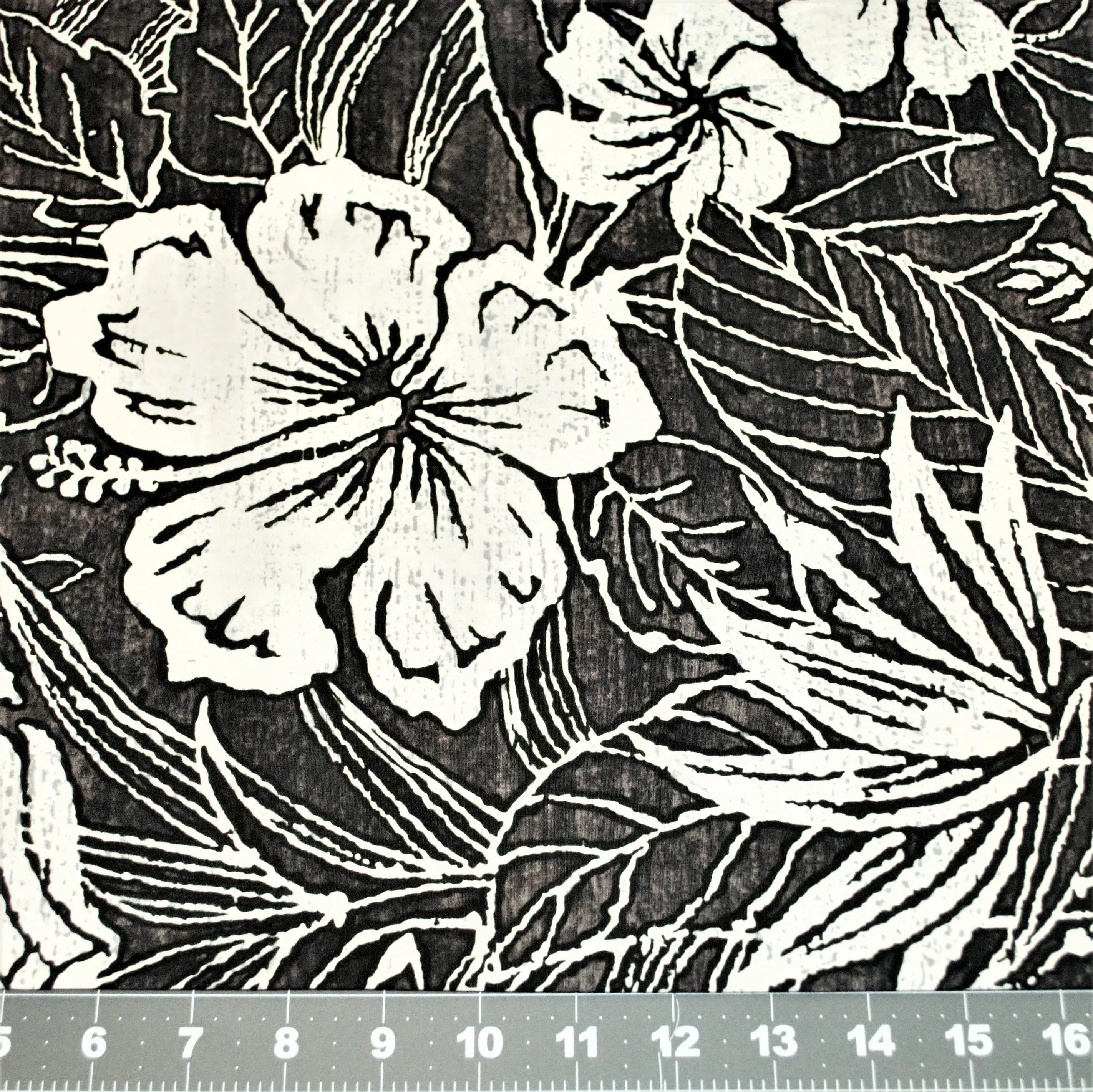 Hibiscus & bird of Paradise White on Charcoal