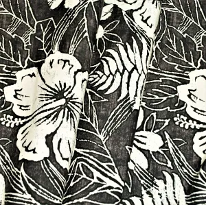 Hibiscus & bird of Paradise White on Charcoal