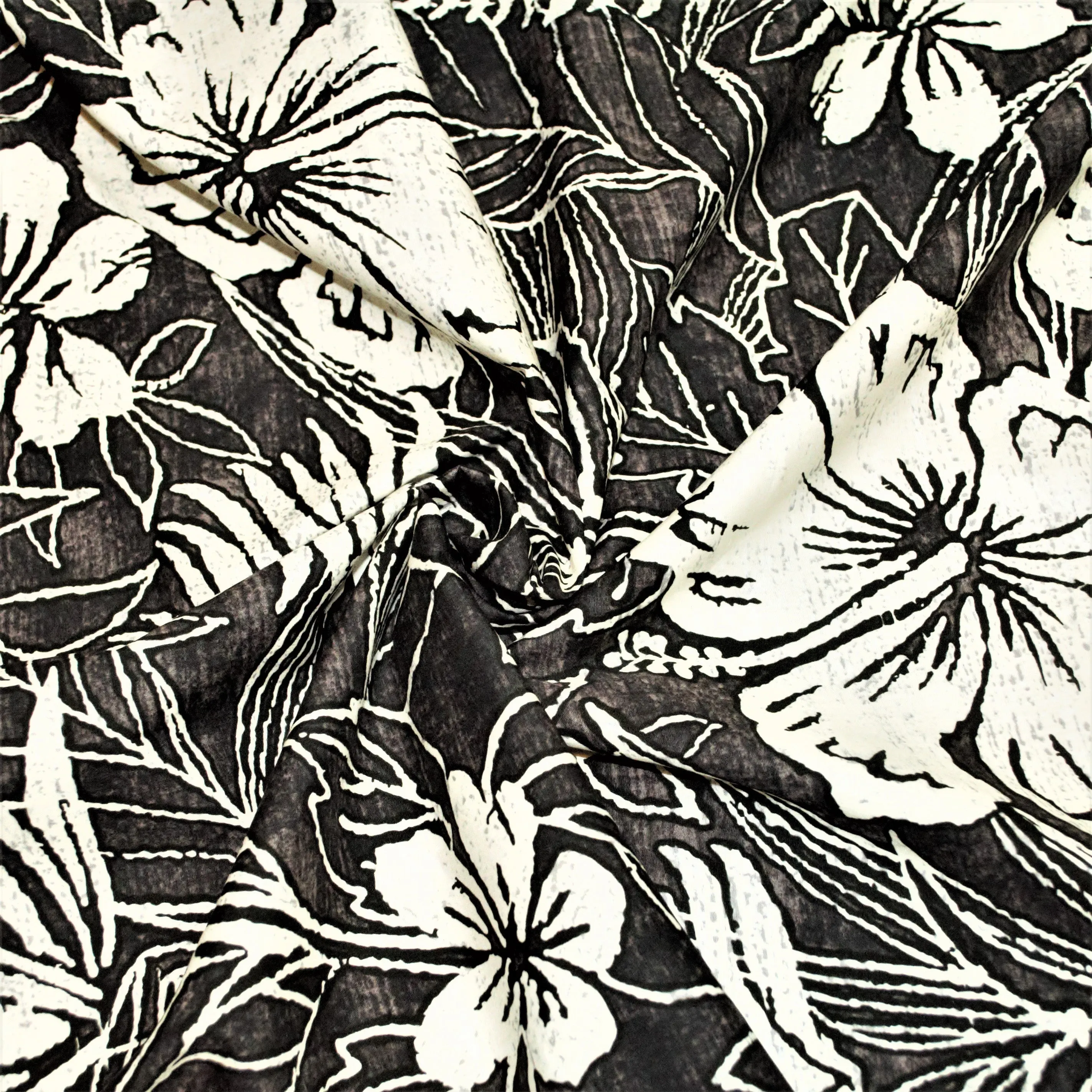Hibiscus & bird of Paradise White on Charcoal