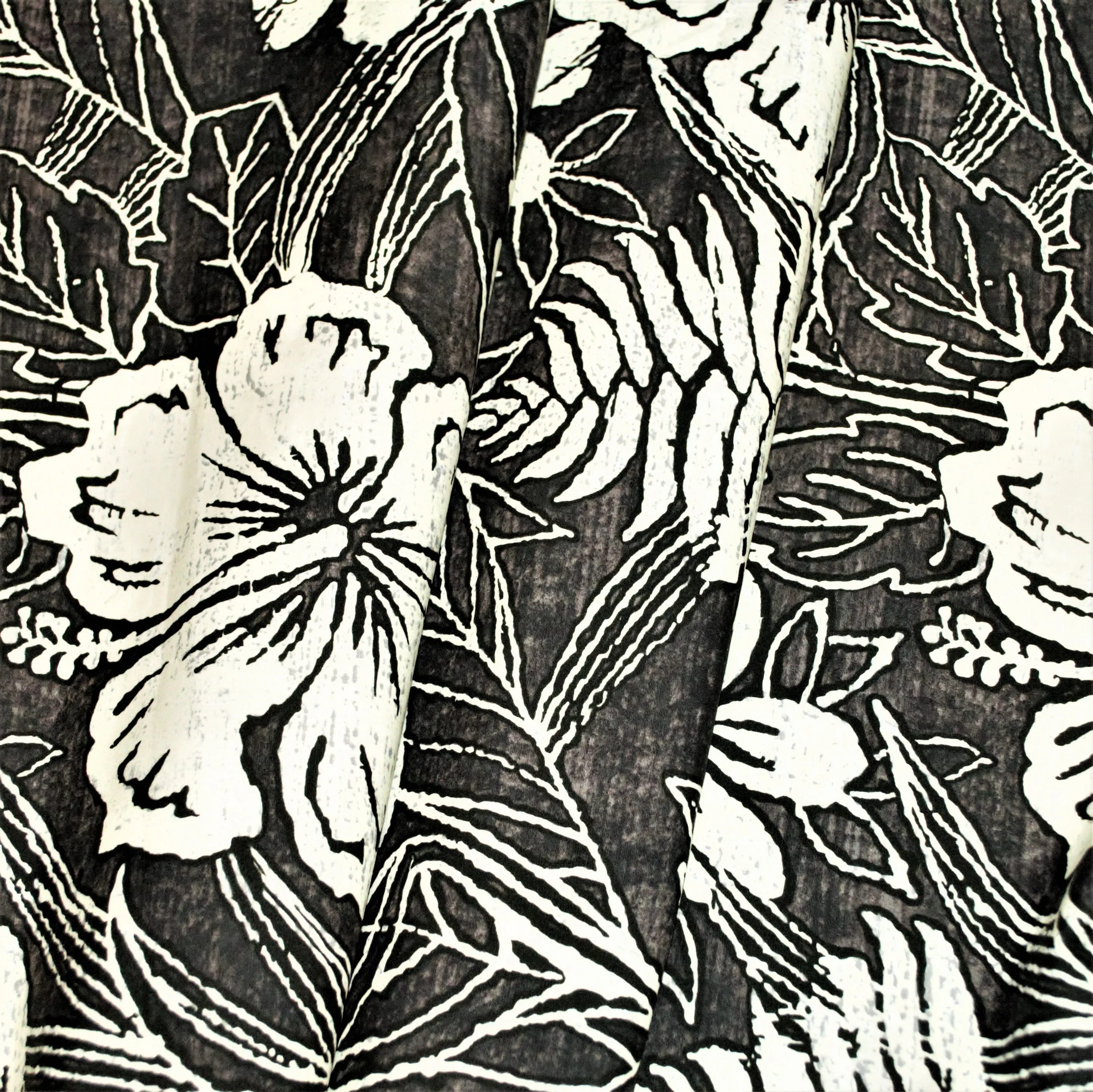 Hibiscus & bird of Paradise White on Charcoal