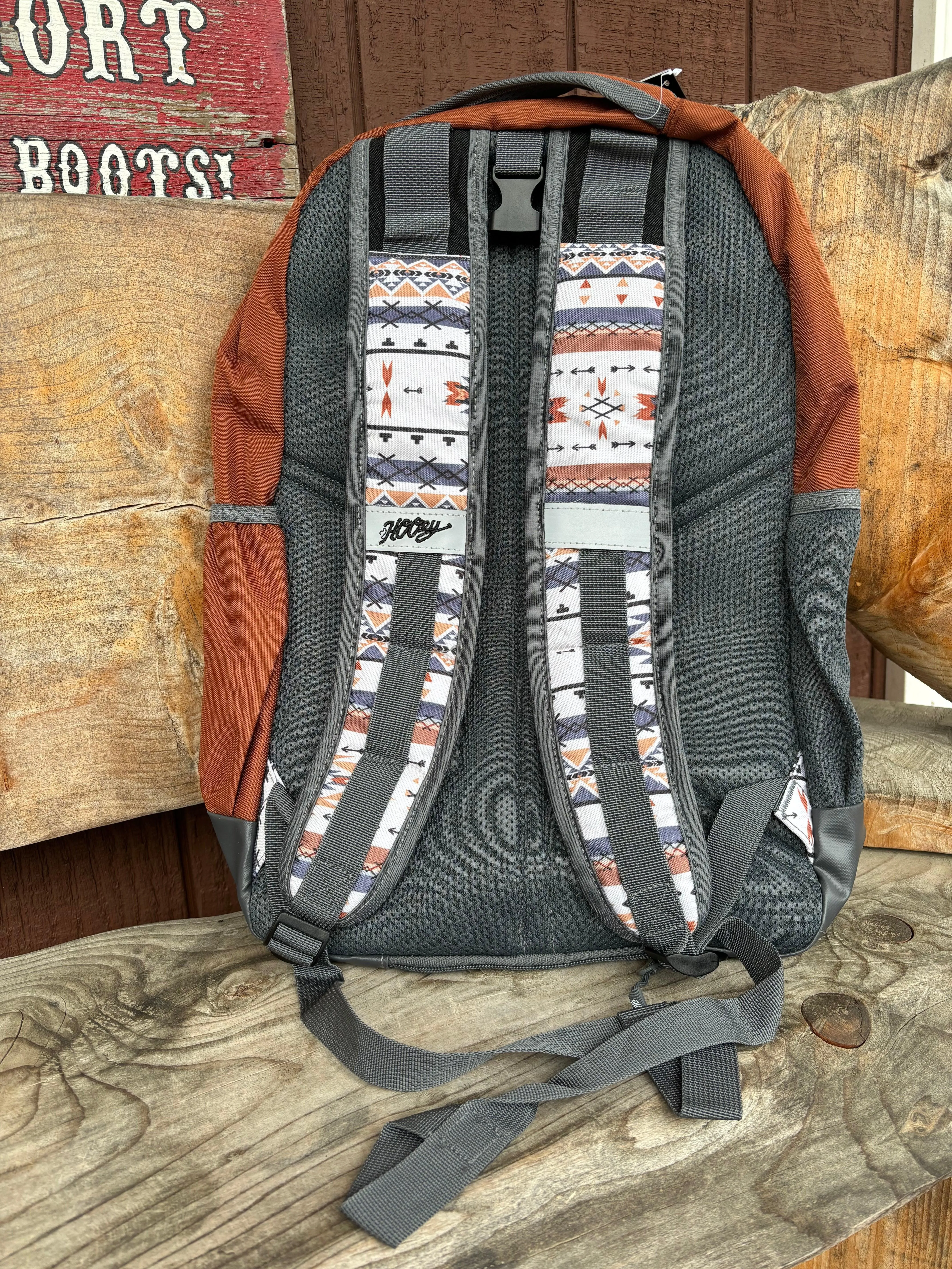 Hooey OX Rust Southwestern Aztec Print Backpack BP064RUGY
