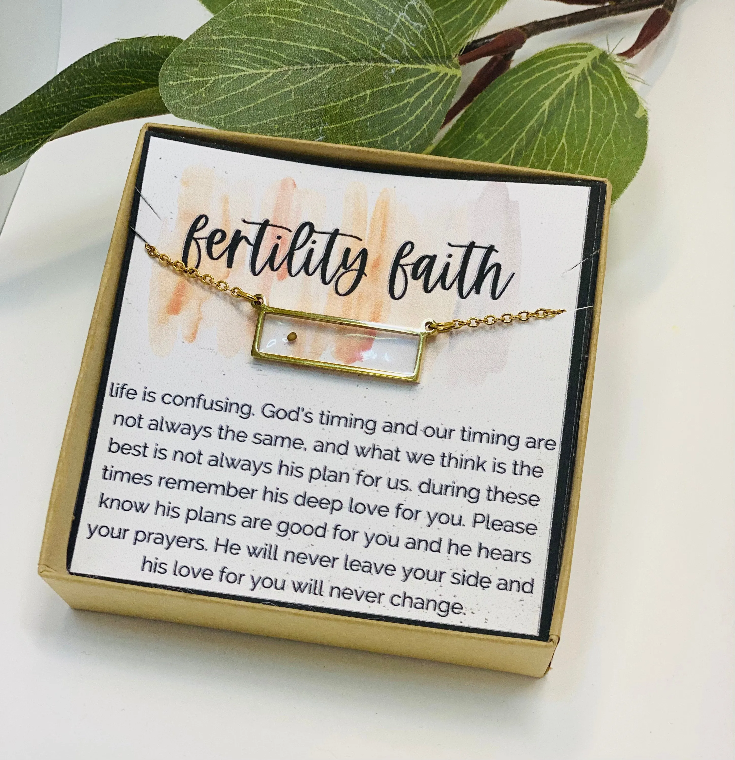 Infertility, Infertility gifts, IVF Support Gift, Miscarriage gift, IVF, Infertility Wish, Mustard Seed Necklace, Strength, Strength Jewelry