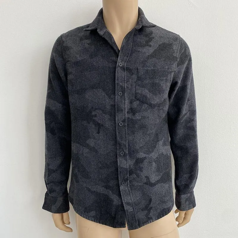 IRO Long Sleeve Shirt Priam Dark Grey Camouflage Wool-Blend Size Extra Small
