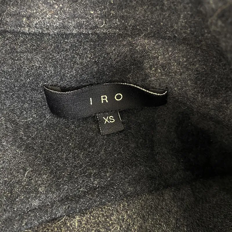 IRO Long Sleeve Shirt Priam Dark Grey Camouflage Wool-Blend Size Extra Small