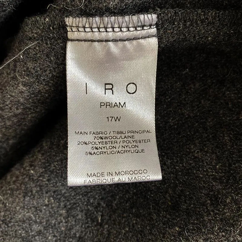 IRO Long Sleeve Shirt Priam Dark Grey Camouflage Wool-Blend Size Extra Small