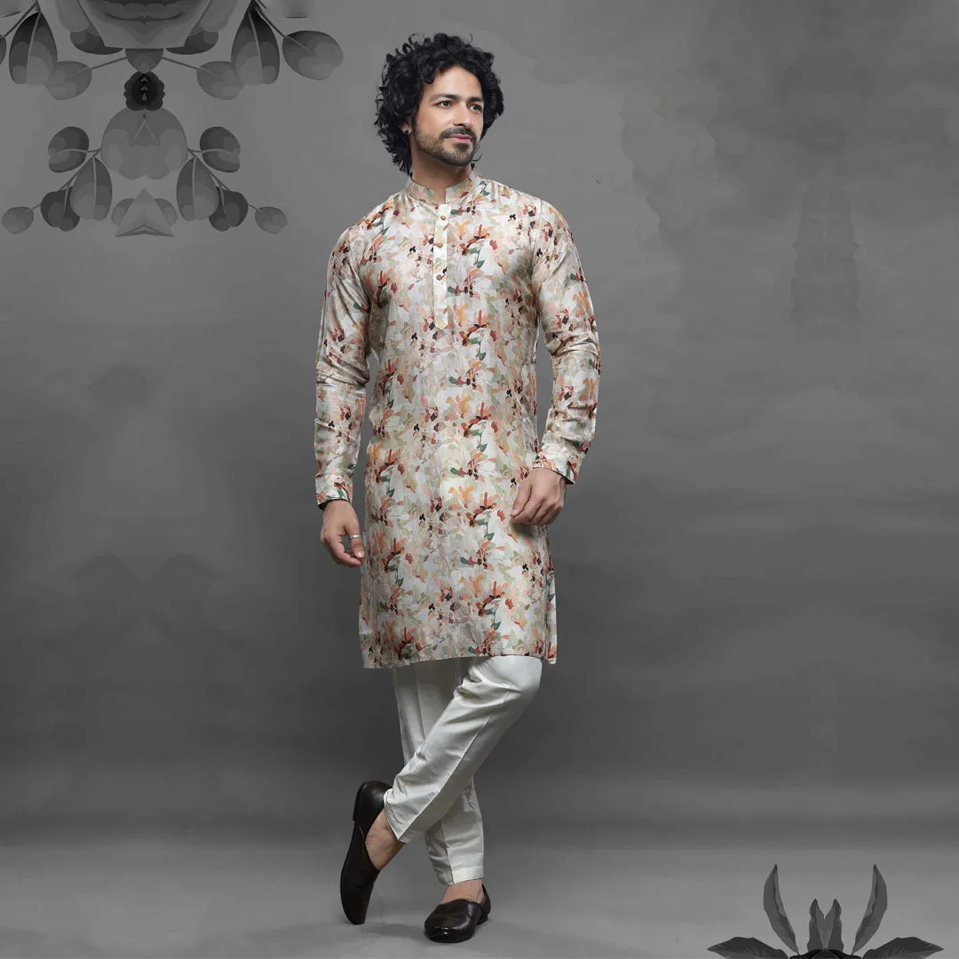 Ivory Mist Light Gray Kurta