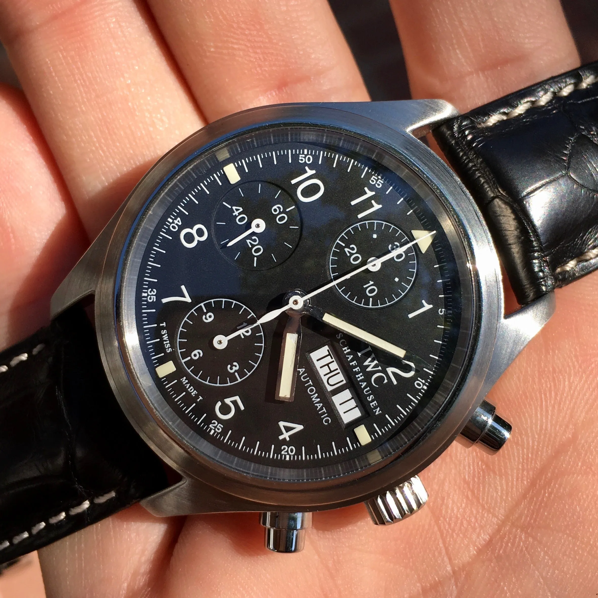 IWC Der Flieger Chronograph 3706 Pilot Steel Automatic Mens Wristwatch