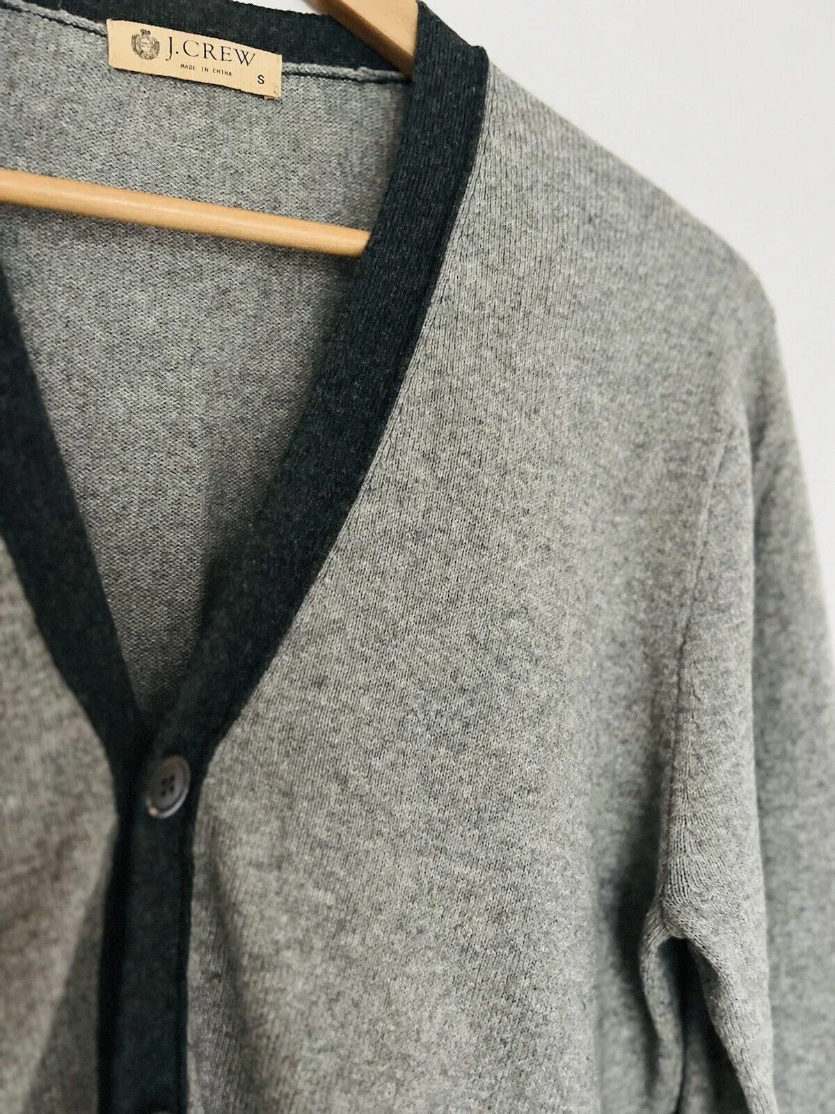 J. CREW Mens Gray Button Cardigan Sz S Cashmere Blend Pockets Grandpa Sweater