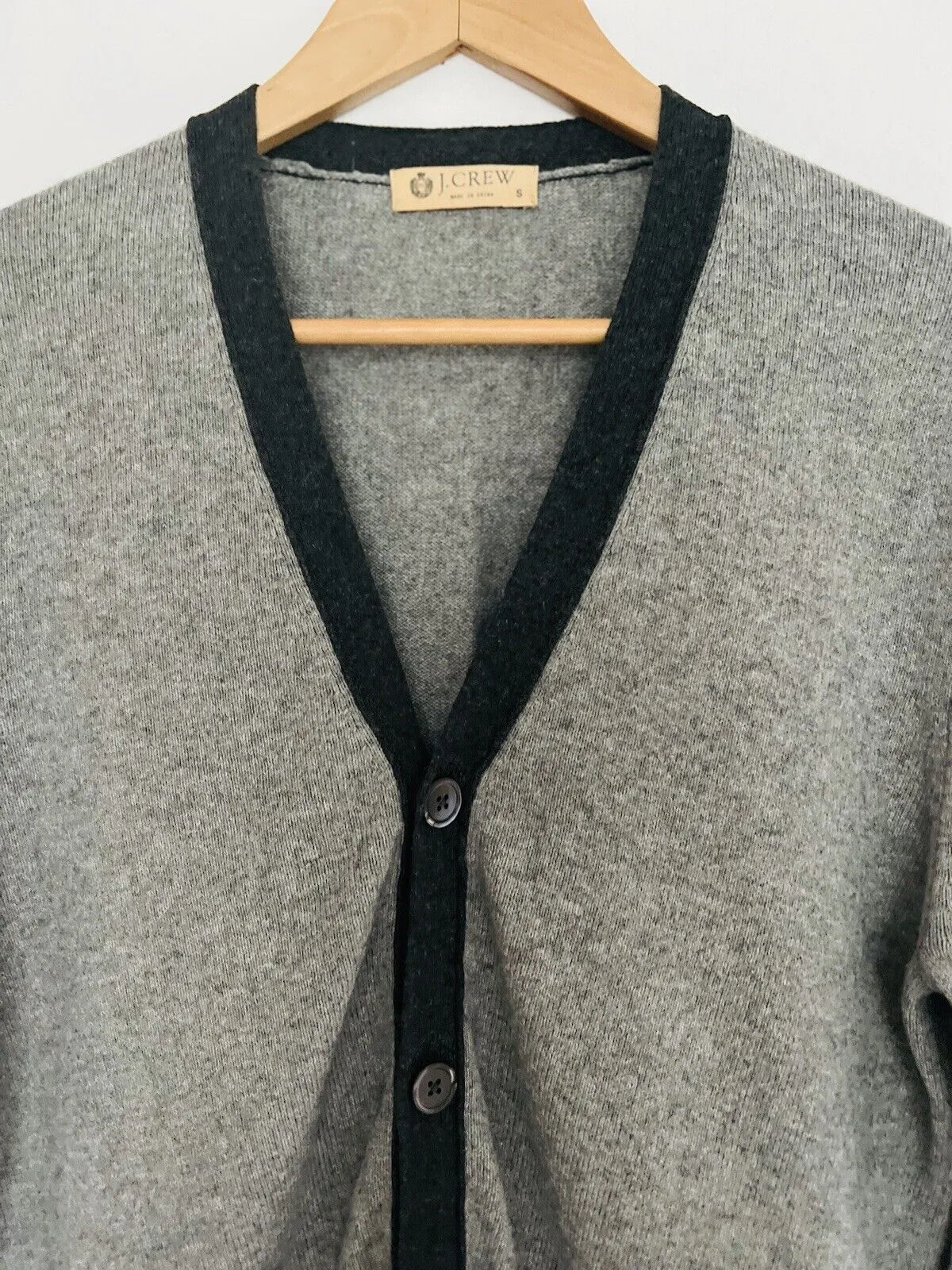 J. CREW Mens Gray Button Cardigan Sz S Cashmere Blend Pockets Grandpa Sweater