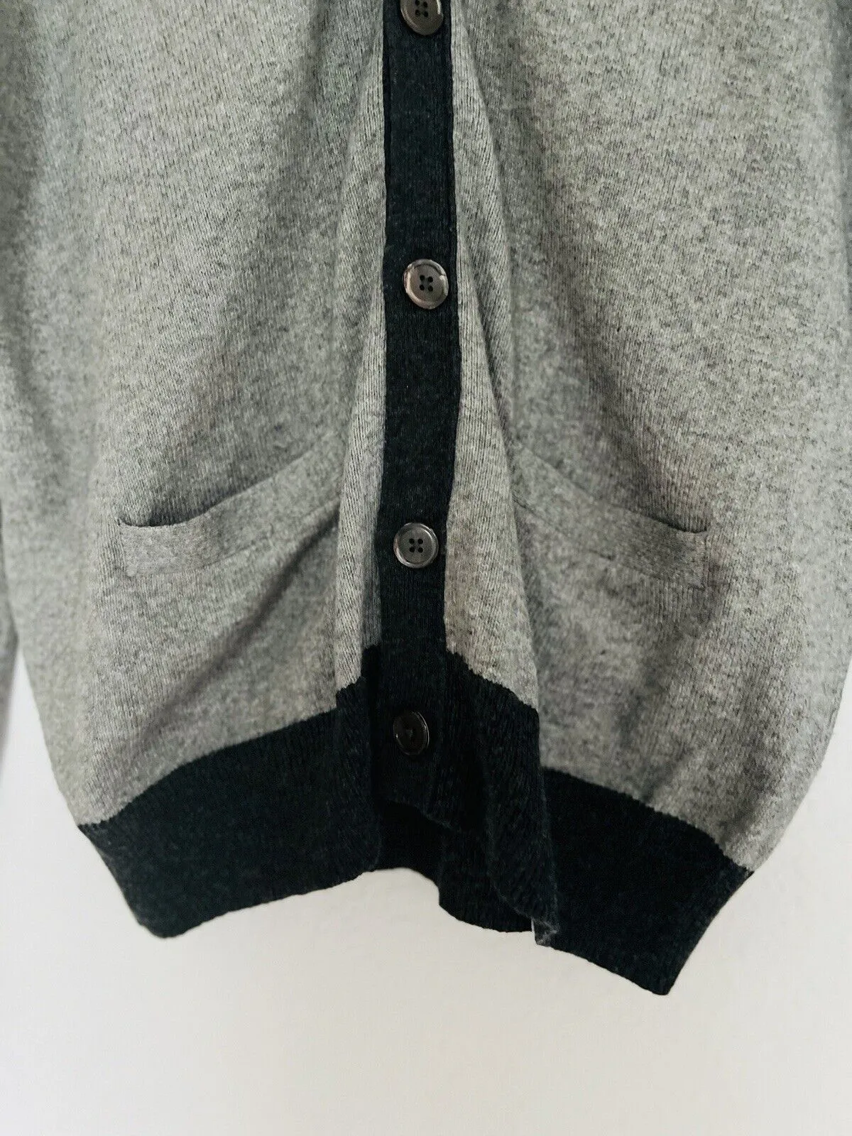 J. CREW Mens Gray Button Cardigan Sz S Cashmere Blend Pockets Grandpa Sweater