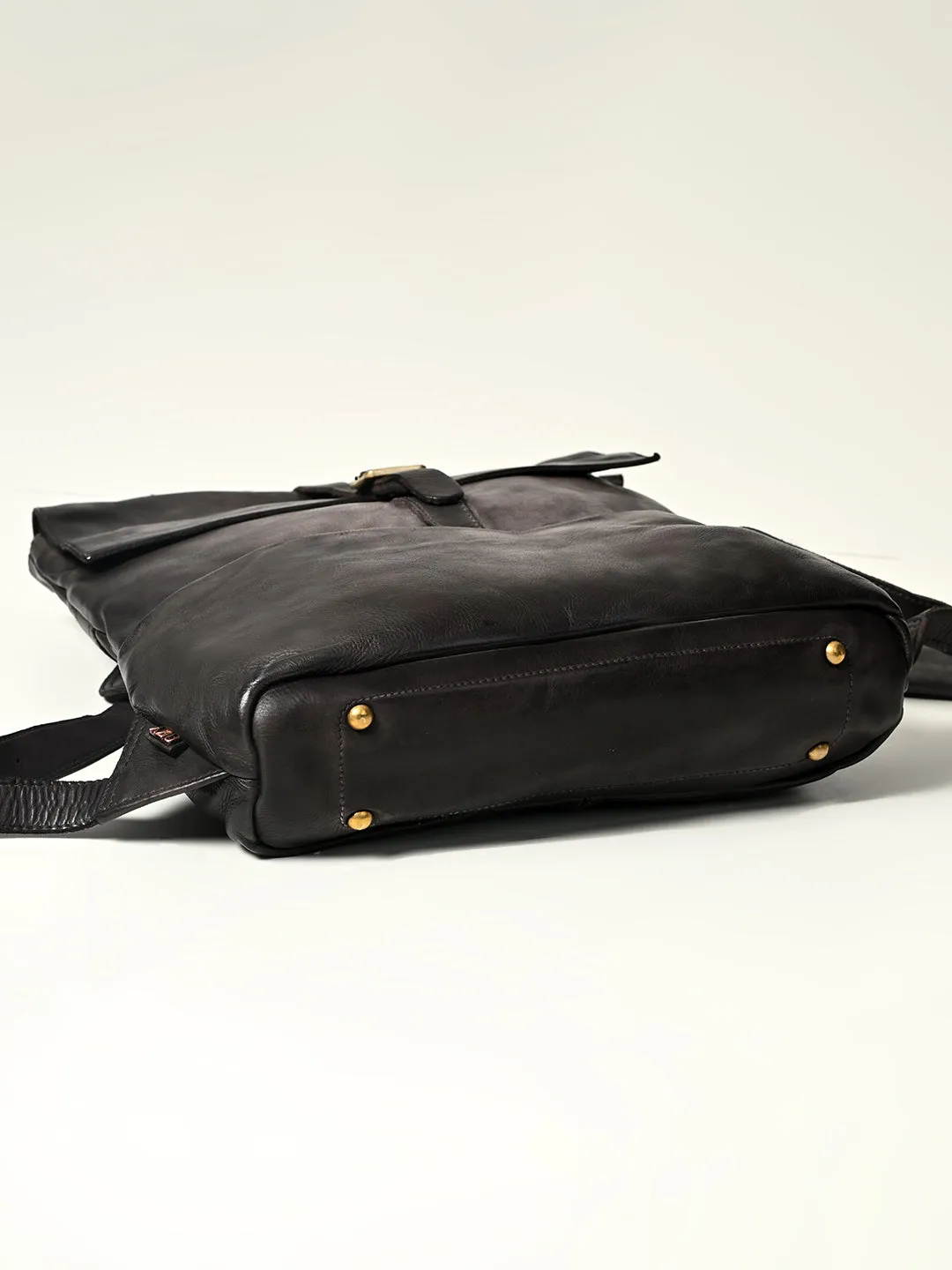 James : Real Leather Black Backpack by Art N Vintage