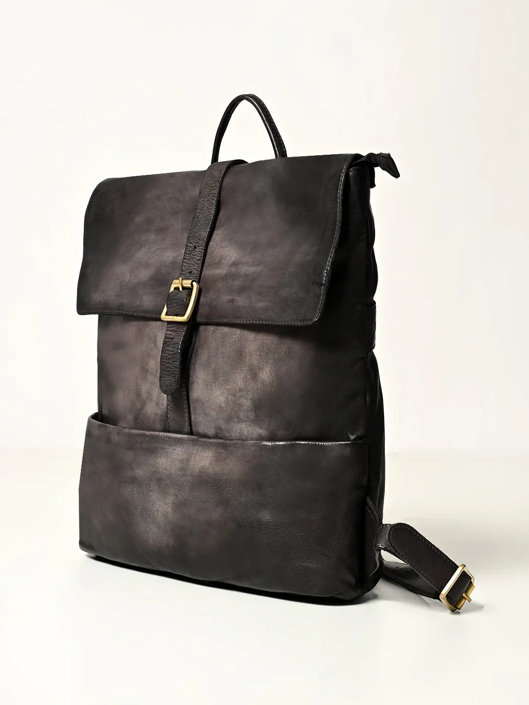 James : Real Leather Black Backpack by Art N Vintage