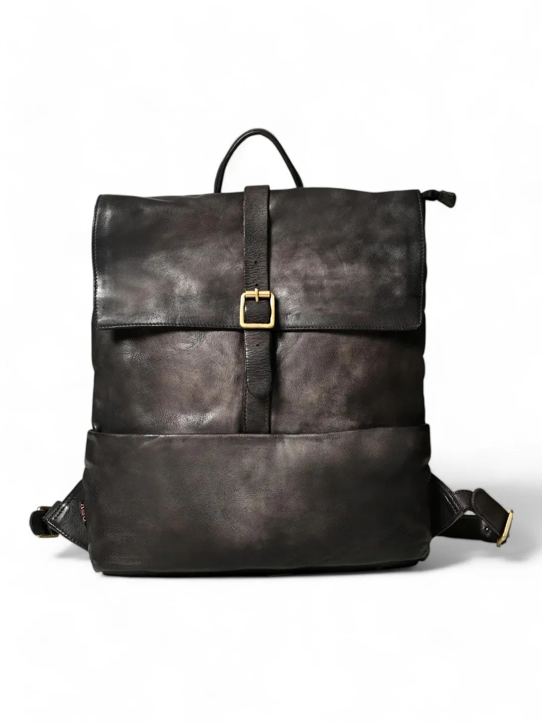 James : Real Leather Black Backpack by Art N Vintage