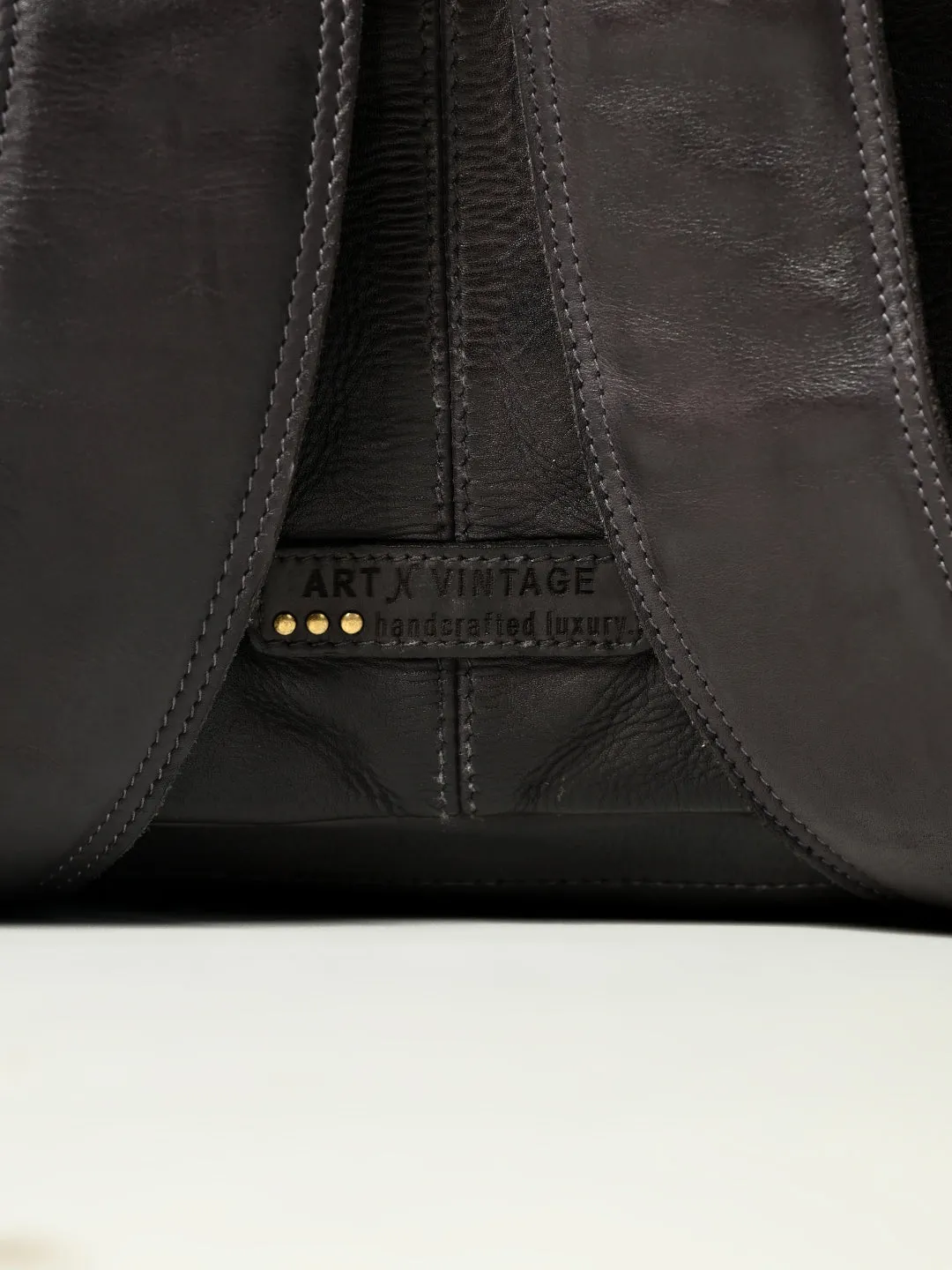 James : Real Leather Black Backpack by Art N Vintage