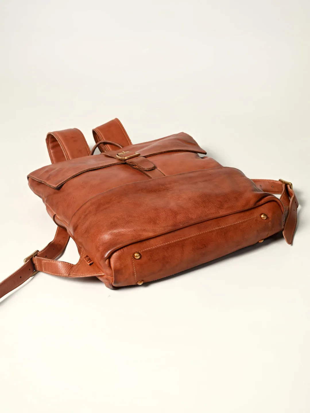 James : Real Leather Tan Backpack by Art N Vintage