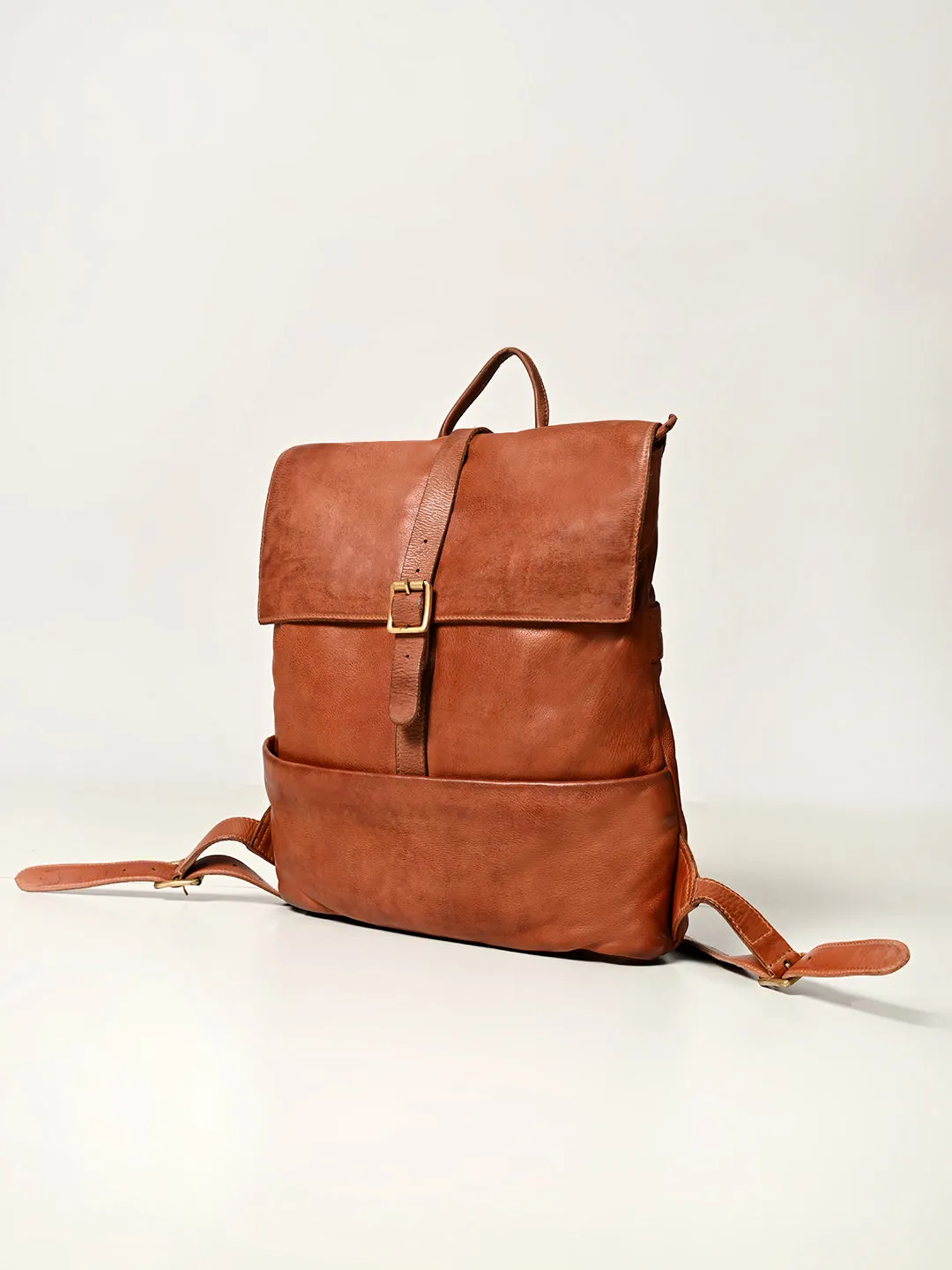 James : Real Leather Tan Backpack by Art N Vintage