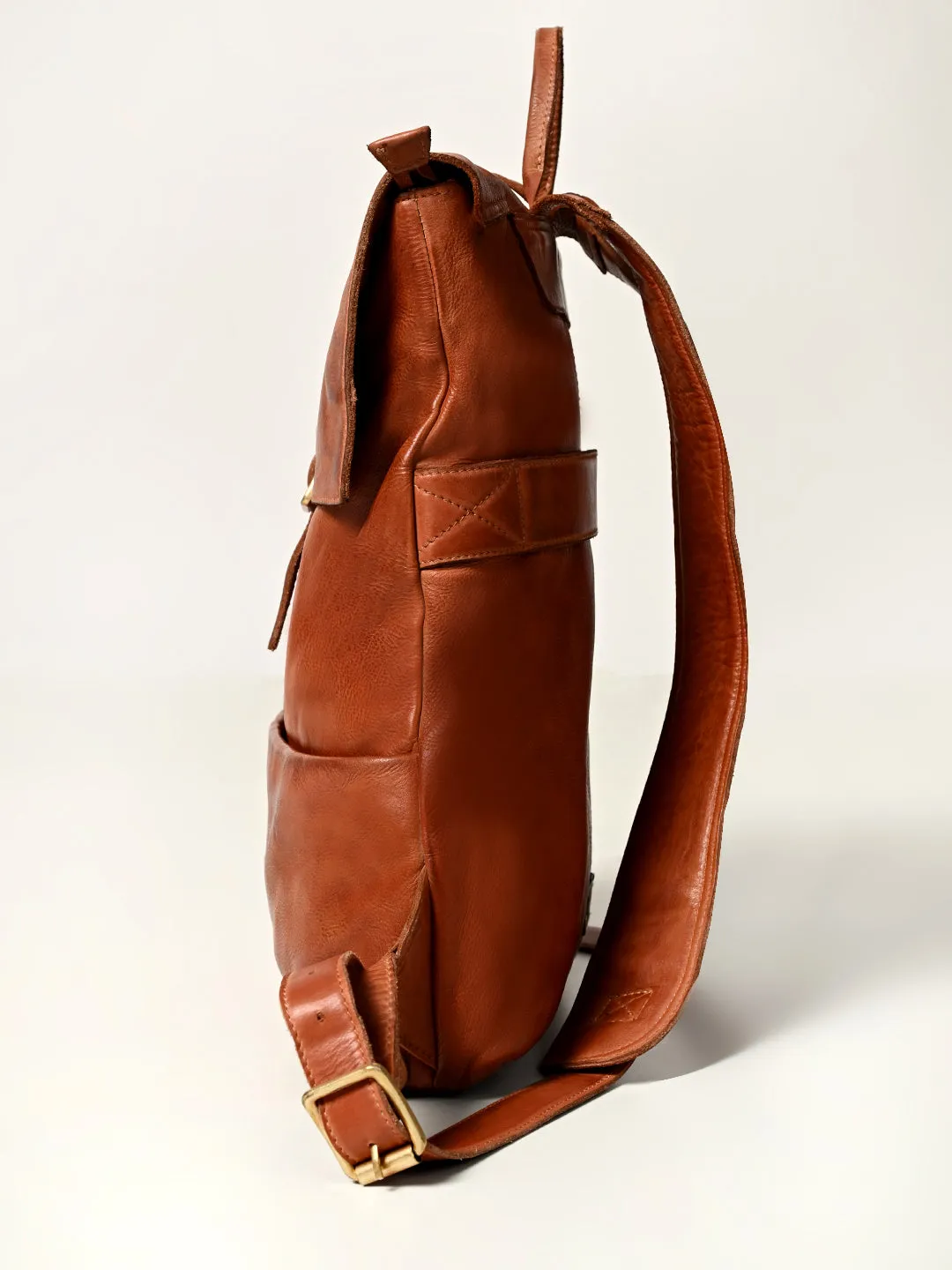 James : Real Leather Tan Backpack by Art N Vintage