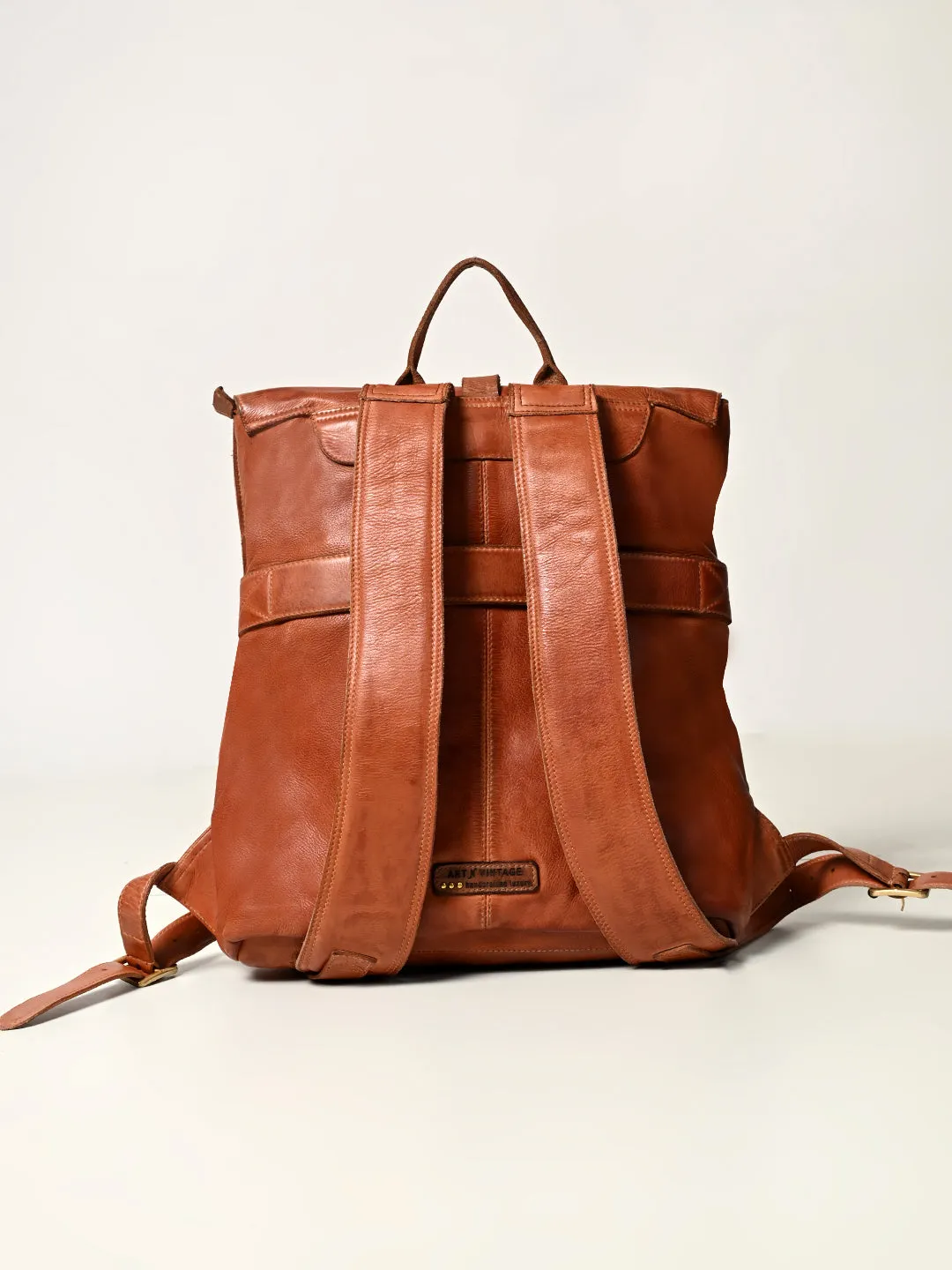 James : Real Leather Tan Backpack by Art N Vintage