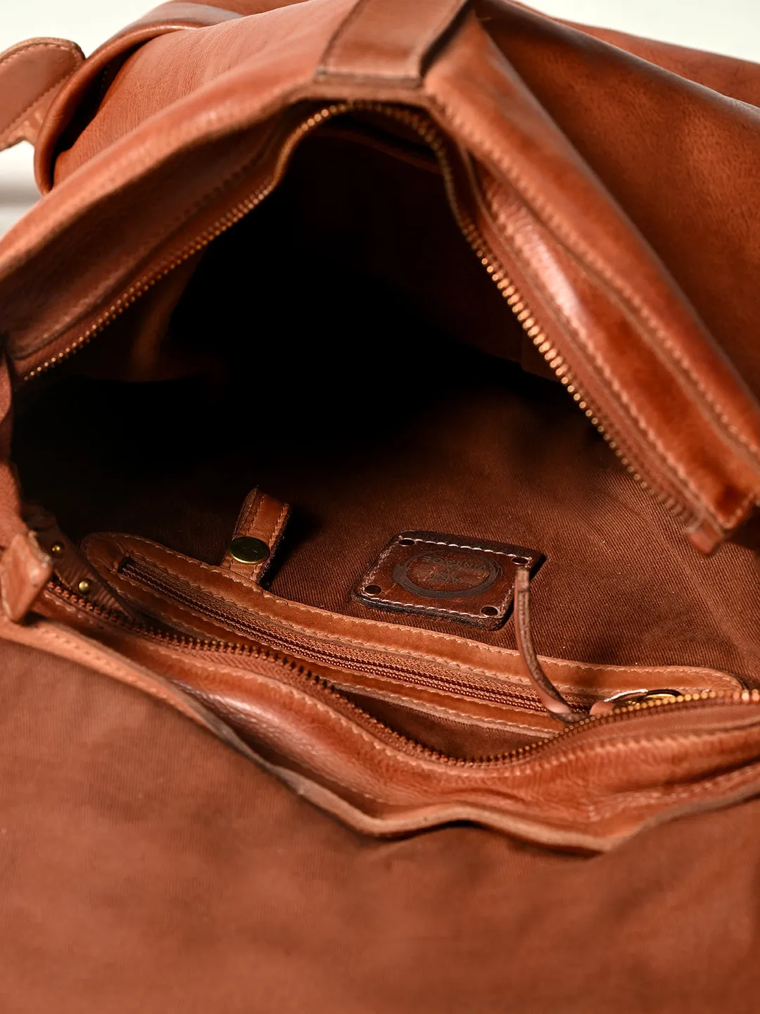 James : Real Leather Tan Backpack by Art N Vintage