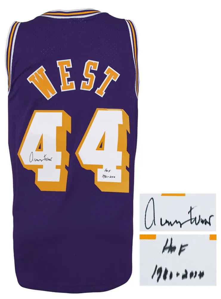 Jerry West Signed Lakers Purple 71-72 T/B M&N Swingman Jersey w/HOF YRs (SS COA)