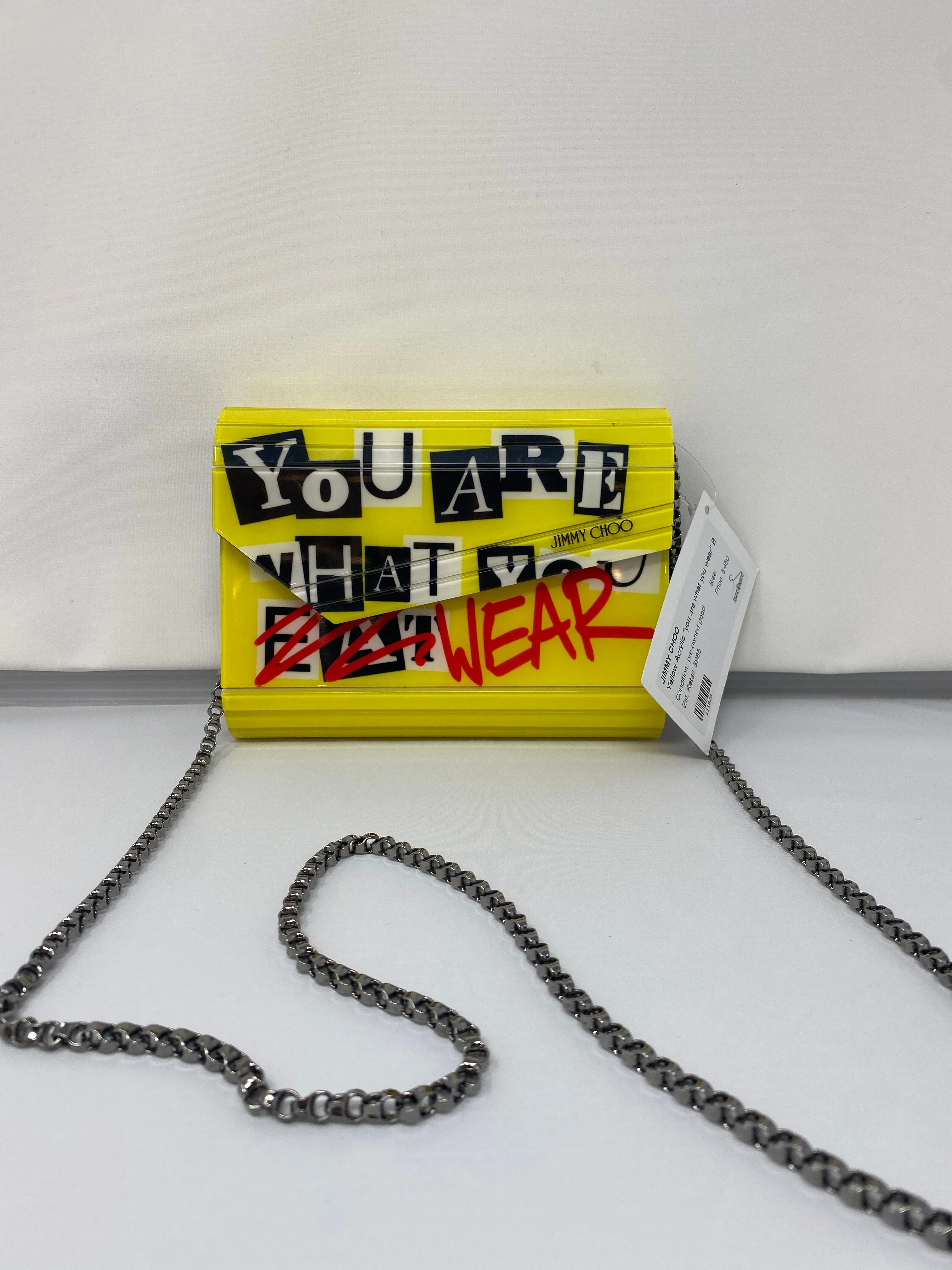 Jimmy Choo Yellow Acrylic "you are what you wear" Bag