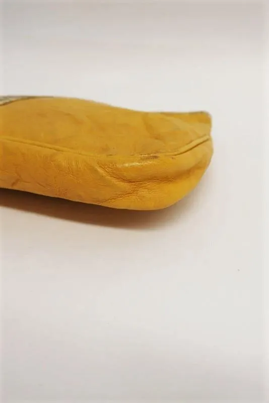 Jimmy Choo Zulu Clutch Yellow Python-Trimmed Leather Evening Bag