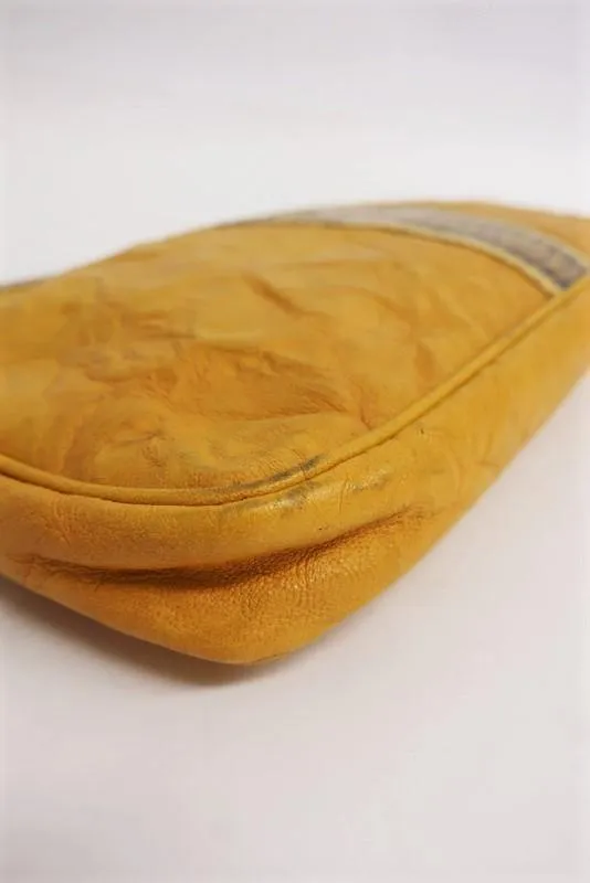 Jimmy Choo Zulu Clutch Yellow Python-Trimmed Leather Evening Bag