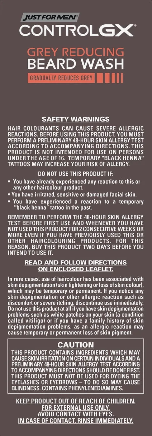 Just for Men Control GX Gradual Grey Reducing Beard Hair Wash, 4 Oz