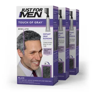Just For Men Touch of Gray Hair Coloring Treatment T-55 Black, 26 Oz, Pack of 3