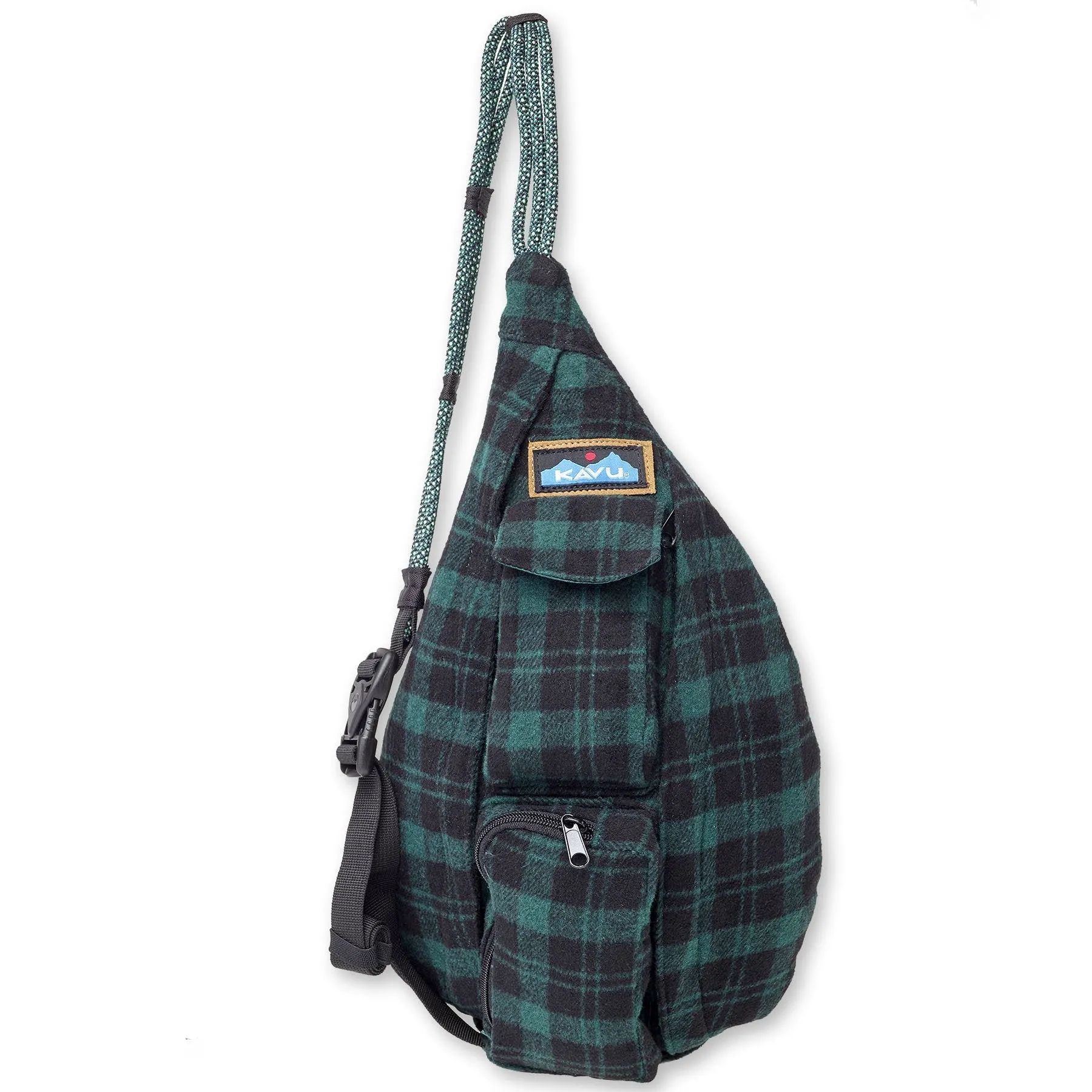 KAVU Plaid Rope Bag Zip Closure Adjustable Cross Body Bag