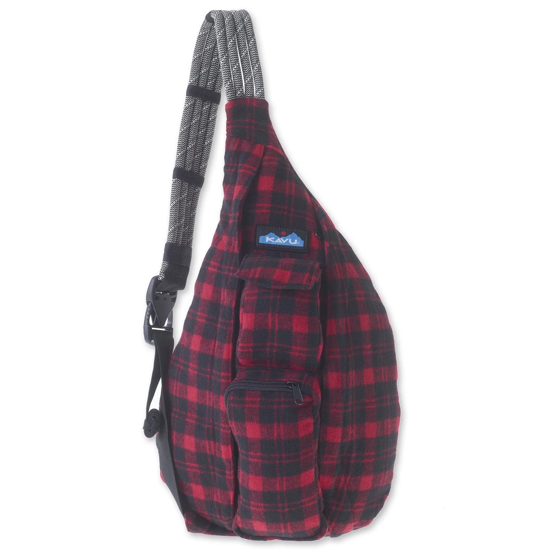 KAVU Plaid Rope Bag Zip Closure Adjustable Cross Body Bag
