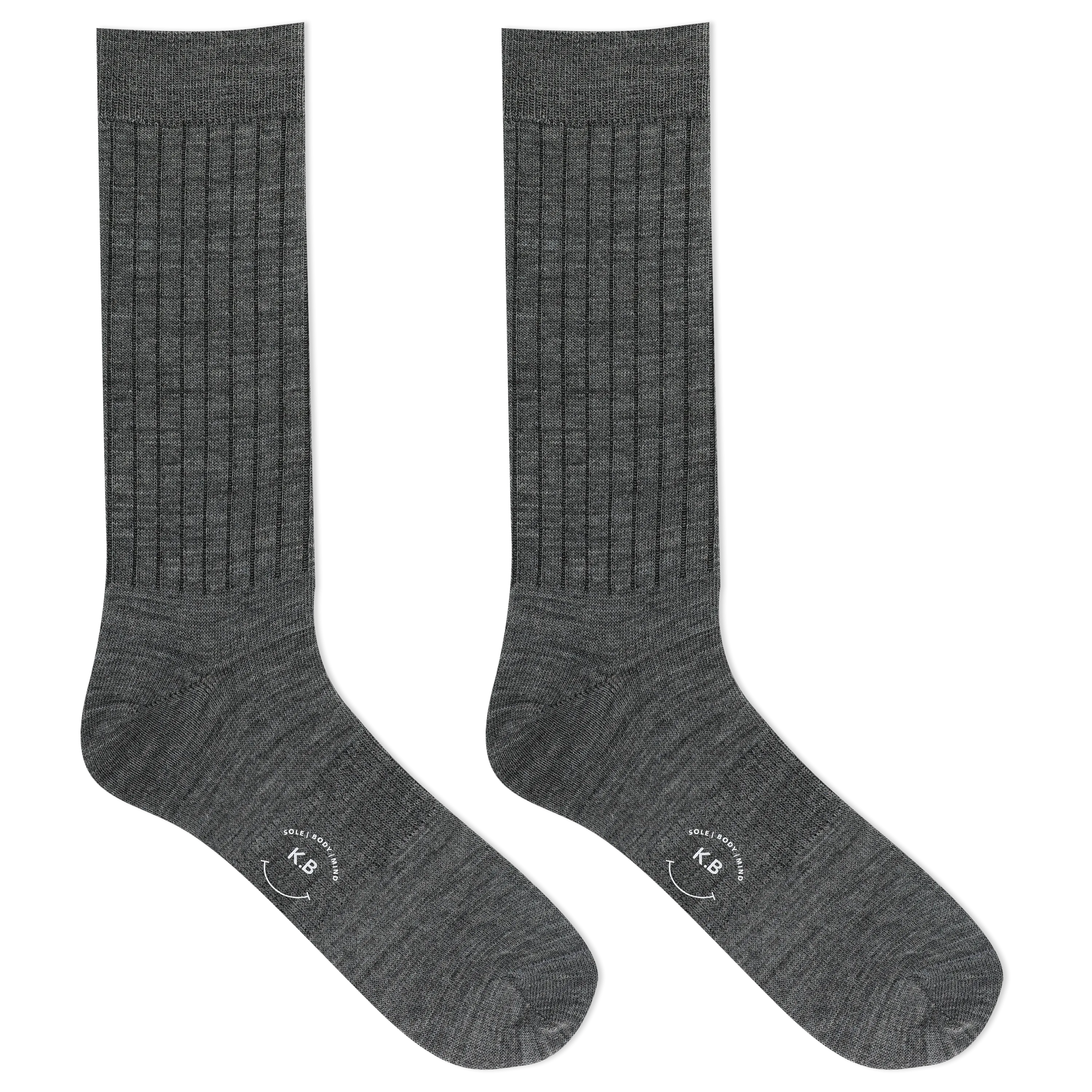 K.Bell Men's Classic Comfort Fit Wool Blend Ribbed Crew Sock