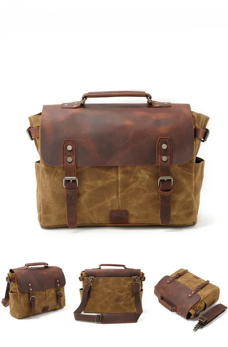 Large Men's Genuine Leather Briefcase 13" Laptop Bag Crossbody