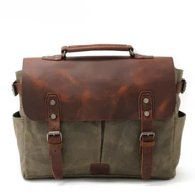 Large Men's Genuine Leather Briefcase 13" Laptop Bag Crossbody