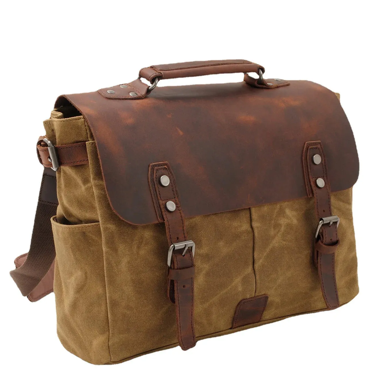 Large Men's Genuine Leather Briefcase 13" Laptop Bag Crossbody