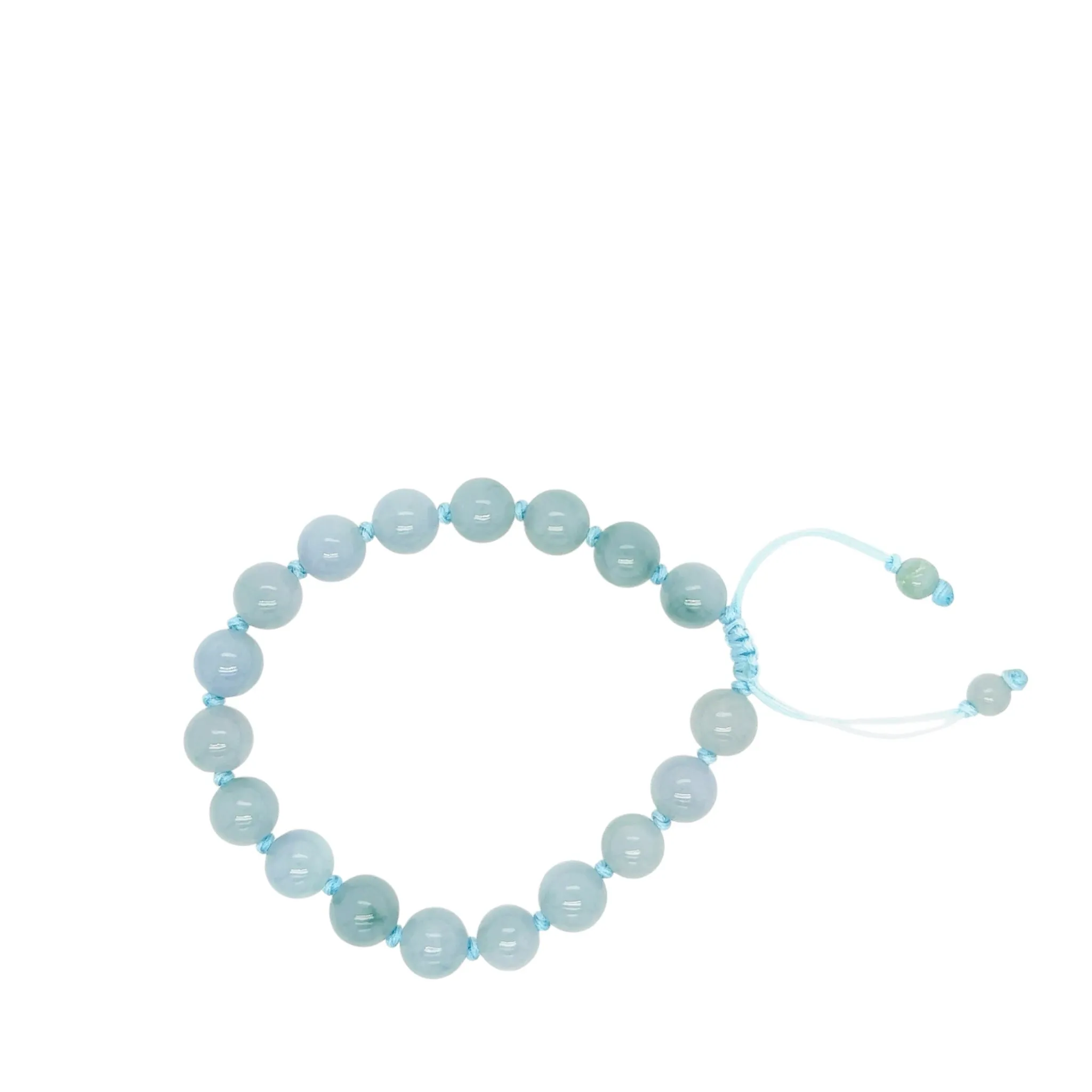 Limited ~ 9mm Burmese Blue Jadeite Men's Silk Bracelet