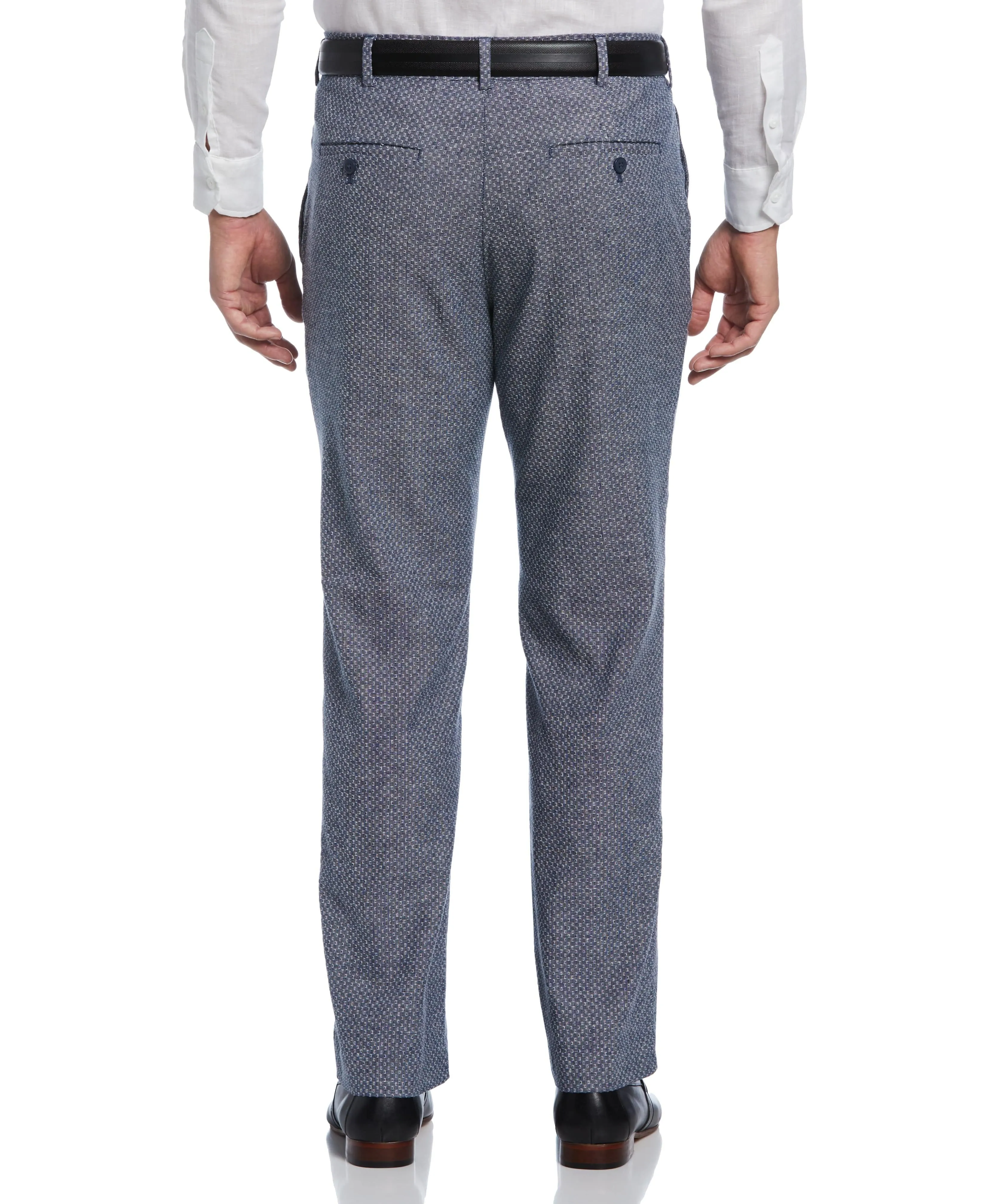 Linen Blend Flat Front Pant