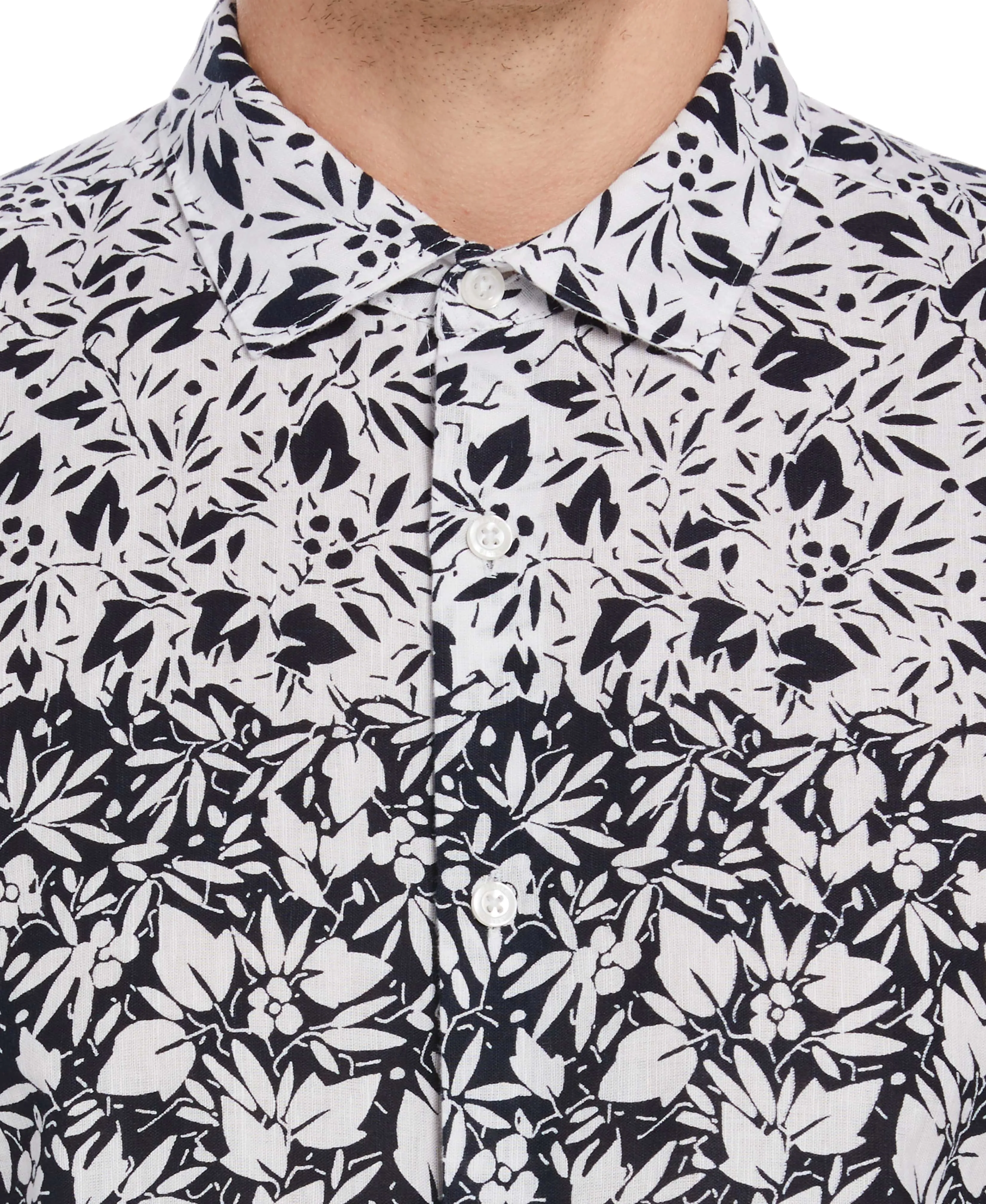 Linen Blend Floral Ombre Print Shirt