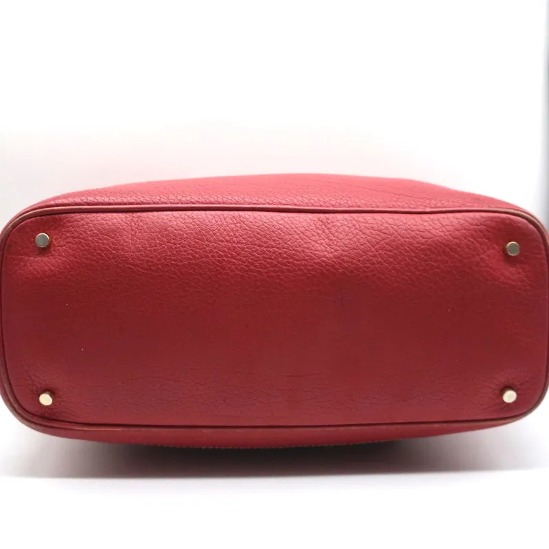 Loro Piana Globe Bag Red Grained Leather Large Shoulder Bag