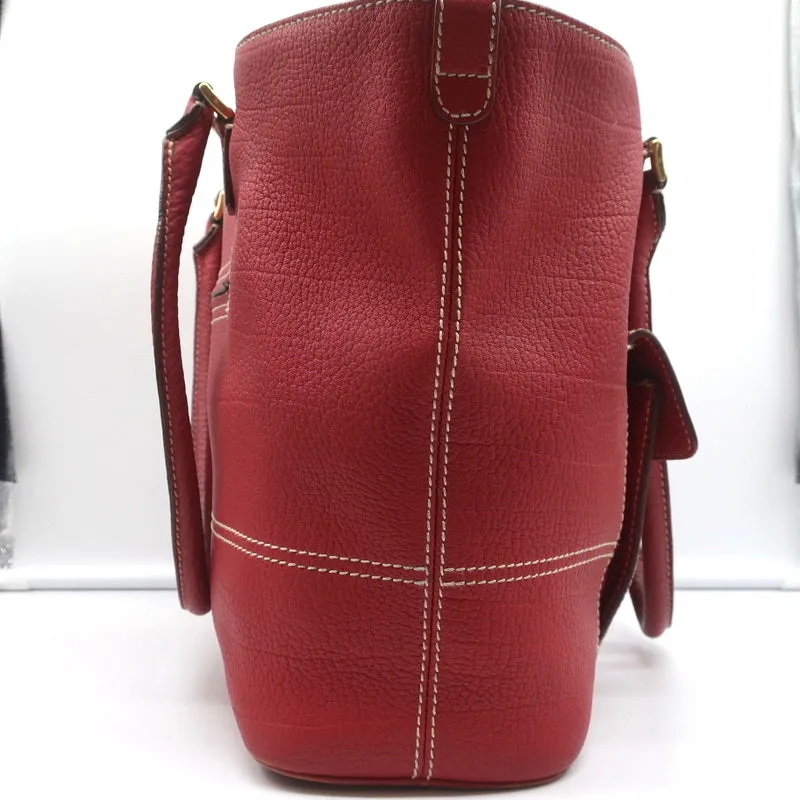 Loro Piana Globe Bag Red Grained Leather Large Shoulder Bag