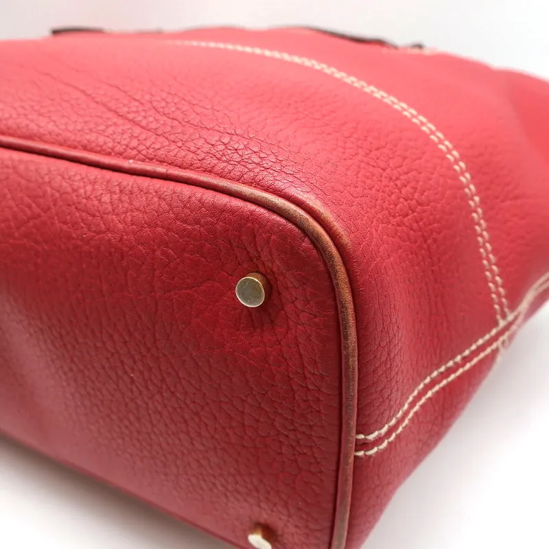 Loro Piana Globe Bag Red Grained Leather Large Shoulder Bag