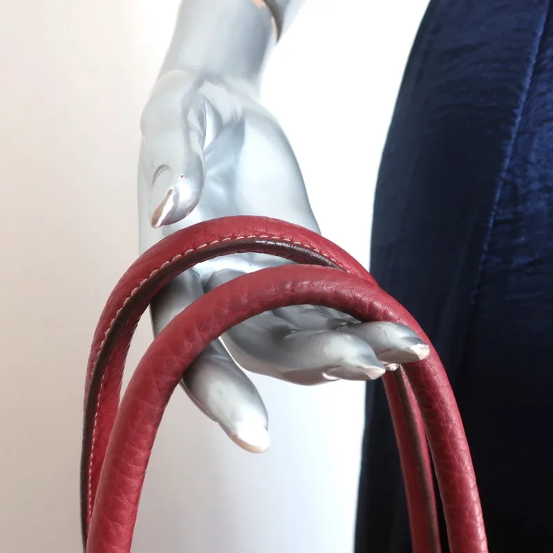 Loro Piana Globe Bag Red Grained Leather Large Shoulder Bag