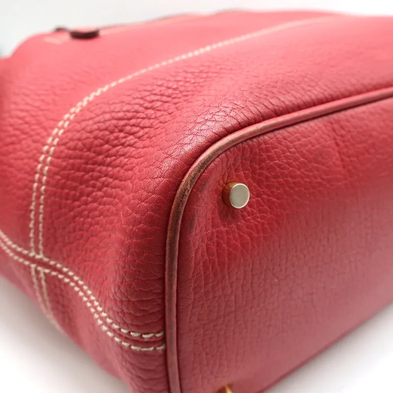 Loro Piana Globe Bag Red Grained Leather Large Shoulder Bag