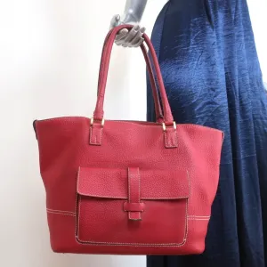 Loro Piana Globe Bag Red Grained Leather Large Shoulder Bag