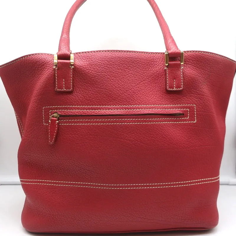 Loro Piana Globe Bag Red Grained Leather Large Shoulder Bag
