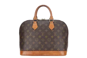 LOUIS VUITTON ALMA PM BROWN MONOGRAM CANVAS GOLD HARDWARE, NO STRAP & DUST COVER