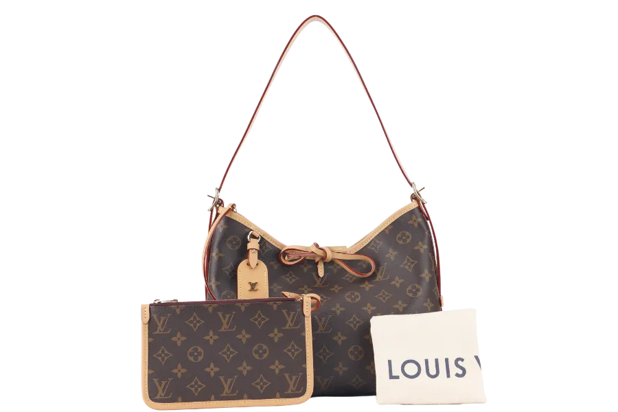 LOUIS VUITTON CARRYALL PM MONOGRAM CANVAS GOLD HARDWARE WITH DUST COVER AND BOX