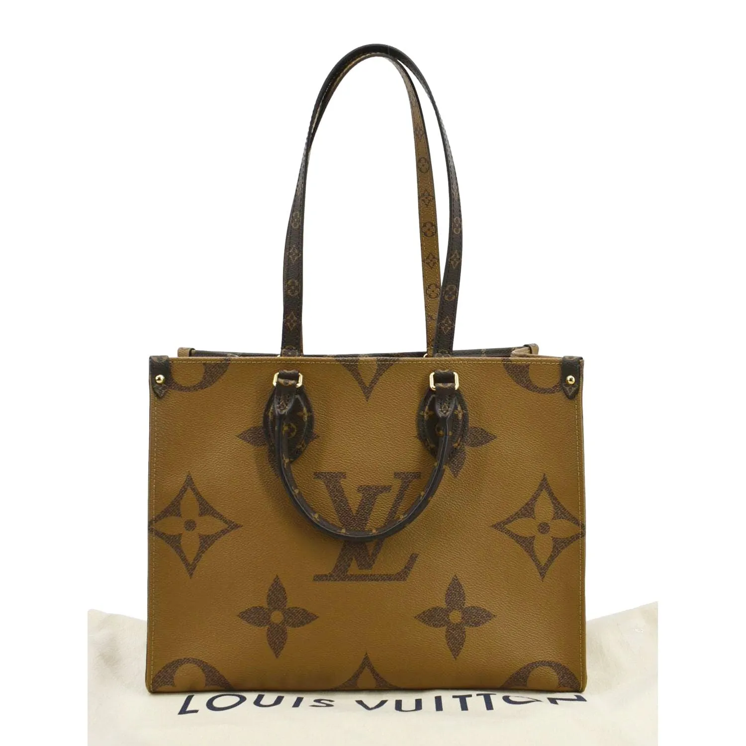 LOUIS VUITTON Onthego MM Giant Monogram Canvas Tote Shoulder Bag Brown