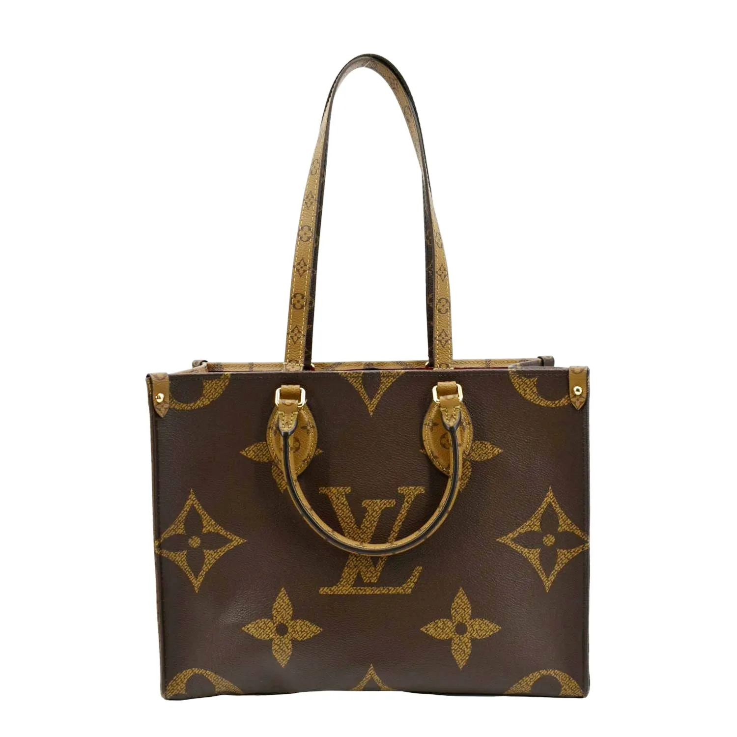 LOUIS VUITTON Onthego MM Giant Monogram Canvas Tote Shoulder Bag Brown